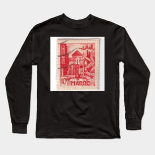 Red Moroccan Stamp, 1950 Long Sleeve T-Shirt